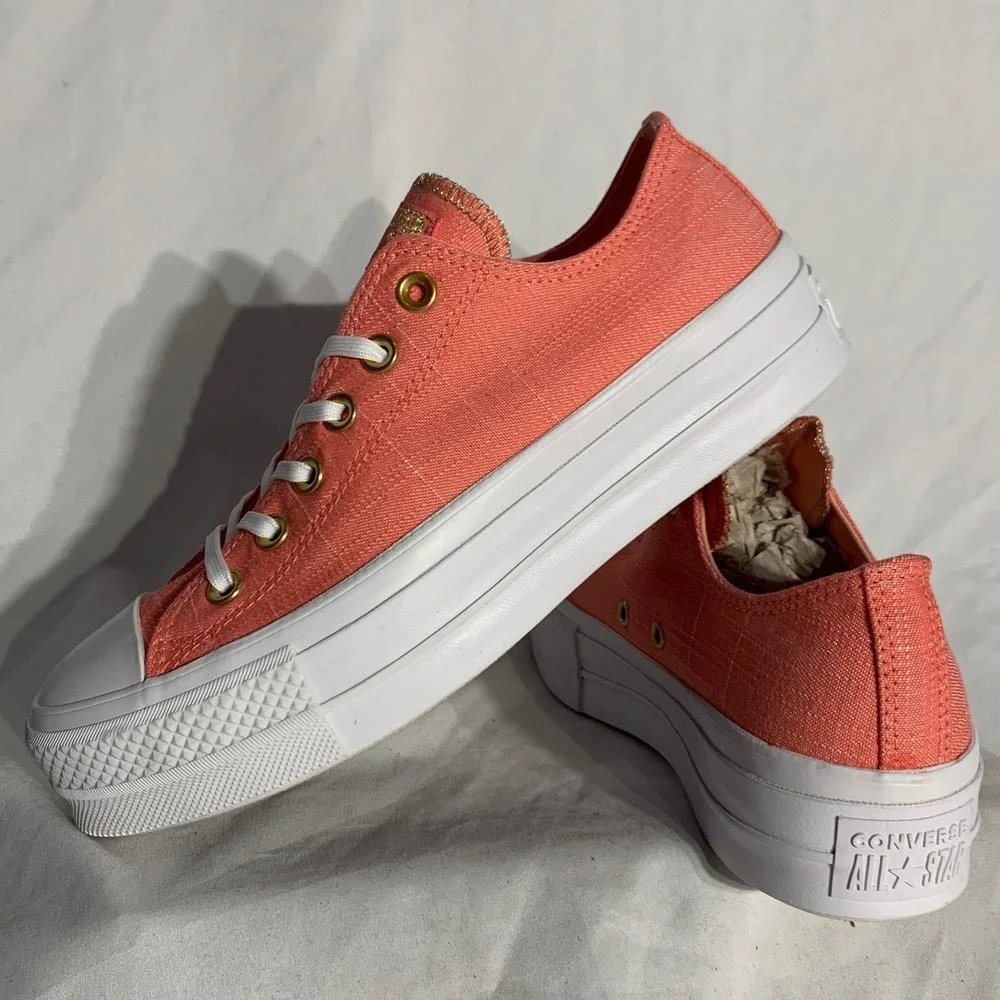 NEW Converse CTAS LIFT OX Orange White Platform Sneakers Size 8